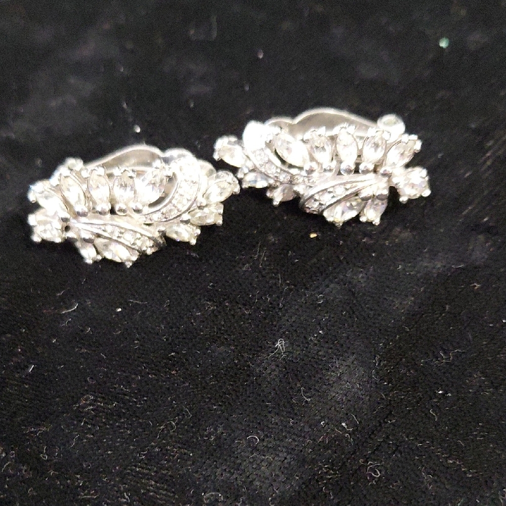 Elegant Silver-Tone Crystal Clip-On Earrings